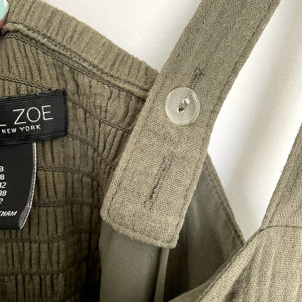 Rachel Zoe | Women's Olive Green Belted Wide Leg Crop Jumpsuit | sz 8 - Picture 5 of 6